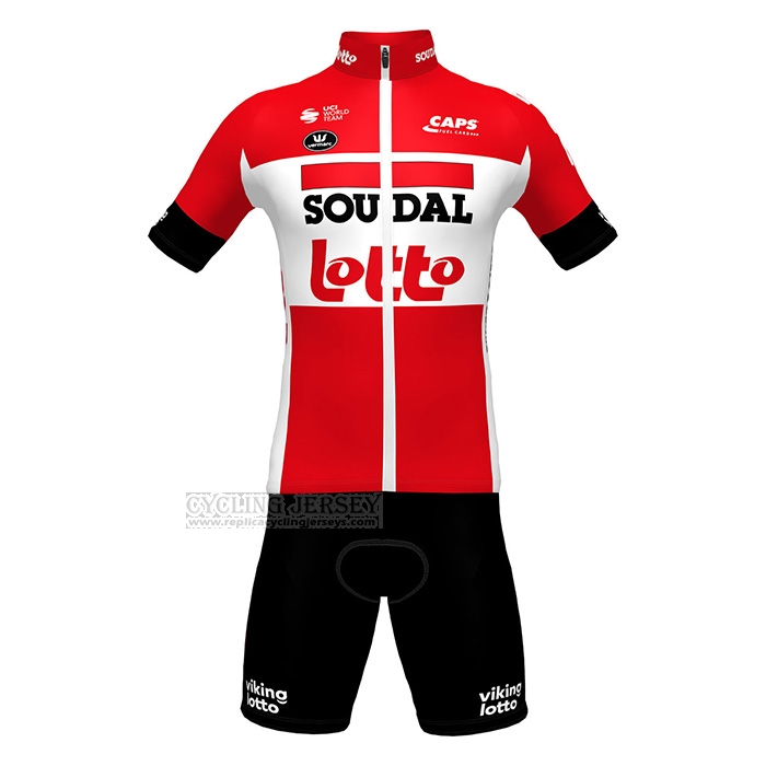 2022 Cycling Jersey Lotto Soudal Red Short Sleeve and Bib Short